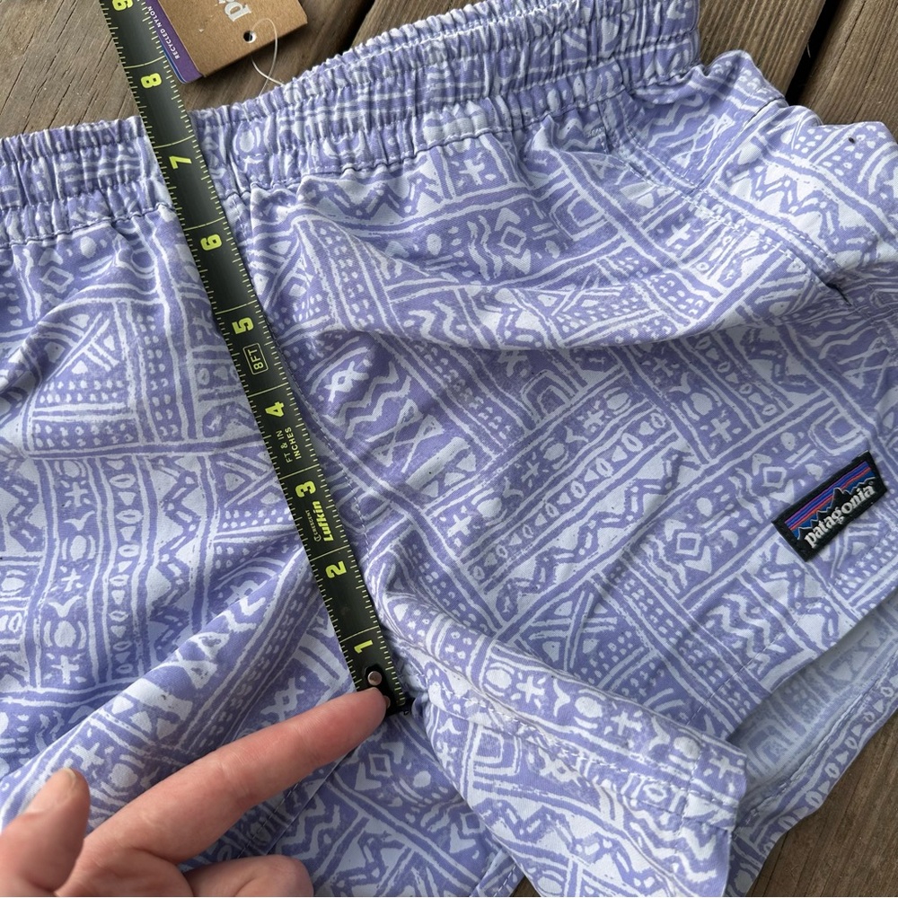 Patagonia Girls' Baggies Shorts Mud Paint: Beluga Aztec Purple M 10 - Picture 4 of 8